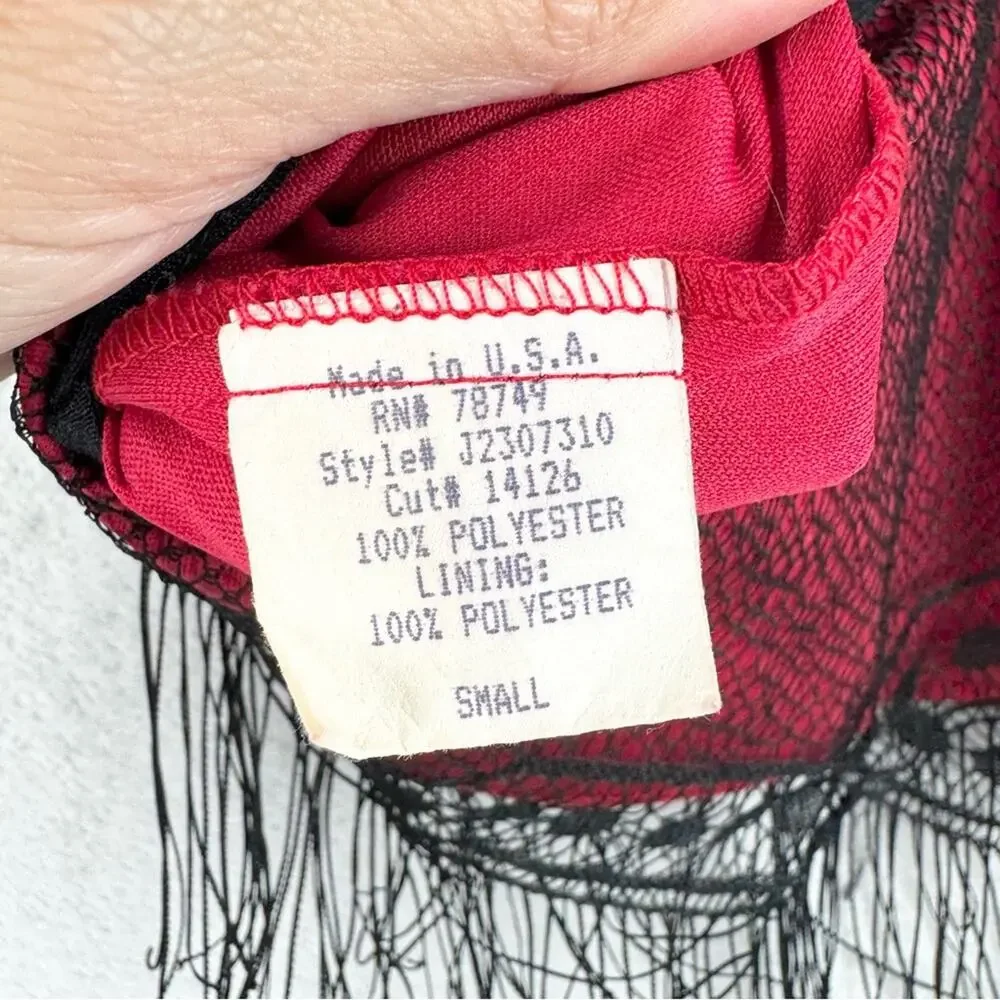 Vintage Y2K 90s Formula X Lace Mesh Fringe Whimsigoth Going Out Top Cropped Sz S - Picture 10 of 13